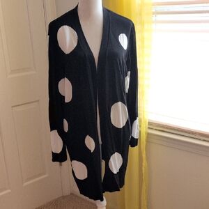 Black and White Polka Dot Cardigan Sweater